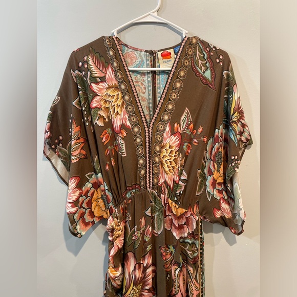 Farm Rio Valentina Brown Midi Dress - Picture 6 of 6